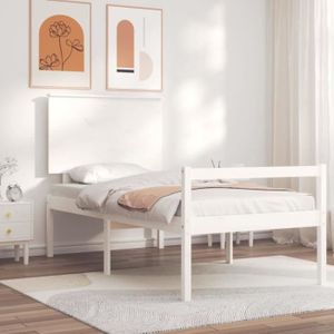 STRUCTURE DE LIT Cadre de lit blanc en bois massif - ATYHAO - GXU - 90 x 190 cm - Contemporain - A lattes