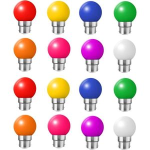 AMPOULE - LED Lot De 16 Ampoules Colorées Led Baïonnette B22, G45 2W 200Lm Lampe Décorative Pour Halloween, Noël, Fête, Couleurs Mixtes Ro[n129]