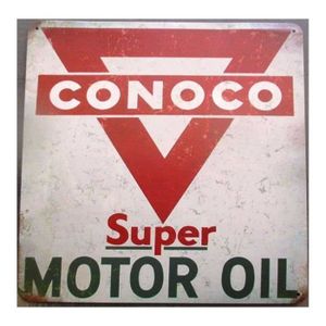 OBJET DÉCORATION MURALE plaque publicitaire conoco super motor oil 30x30cm