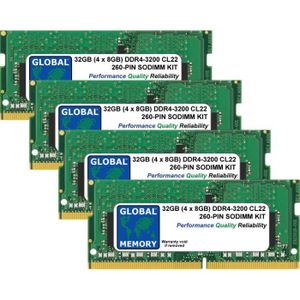 MÉMOIRE RAM 32Go (4 x 8Go) DDR4 3200MHz PC4-25600 260-PIN SODI