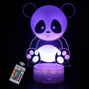 VEILLEUSE BÉBÉ Veilleuse 3D Panda - CHICHENG - 10 couleurs - USB/3 piles - Télécommande - Cadeau idéal
