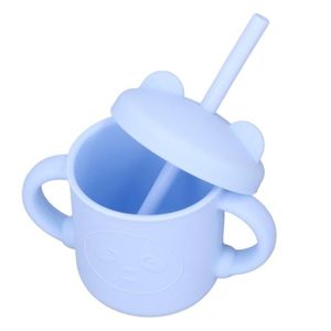 TASSE D'APPRENTISSAGE Drfeify tasses de paille pour tout-petits Gobelet en silicone pour bébé, entraînement à boire, deux poignées, couvercle,