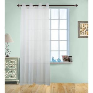 Rideaux voilage transparent blanc - Achat / Vente pas cher
