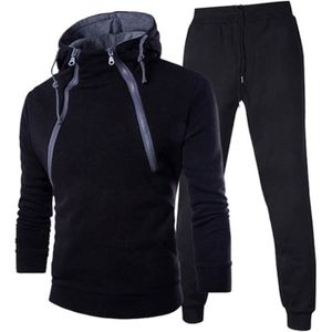 SURVÊTEMENT ENSEMBLE DE VETEMENTS Tenue Sport Homme Décontracté Hooded Survetement Ensemble Jogging Homme Sport  Noir