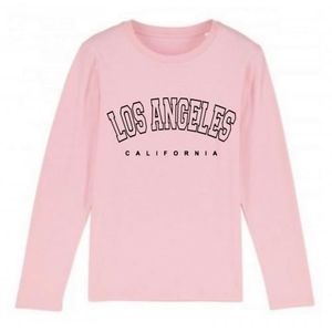 T-SHIRT Tee shirt manches longues enfant fille Los Angeles rose - 3/4 ans - Rose