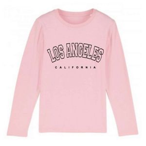 T-SHIRT Tee shirt manches longues enfant fille Los Angeles rose - 3/4 ans - Rose