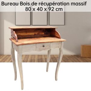 BUREAU  Bureau Bois de récupération massif - VBESTLIFE - Vintage - 80 x 40 x 92 cm - Meuble de bureau