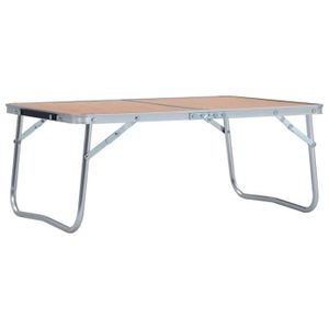 TABLE DE CAMPING vidaXL Table pliable de camping Marron Aluminium 60x40 cm