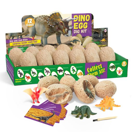 Byncceh Kit d'excavation de fossiles de dinosaure pour enfants - Avec 12 os préhistoriques et fossile de dinosaure lumineux - Jouet pour garçons et filles de 6 à 12 ans - Cadeau