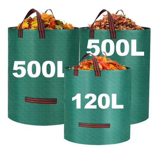 Sac Déchets Jardin 125L Sacs à Déchets De Jardin En Toile Imperméable - Piège à Feuilles De Sacs Poignées Solides