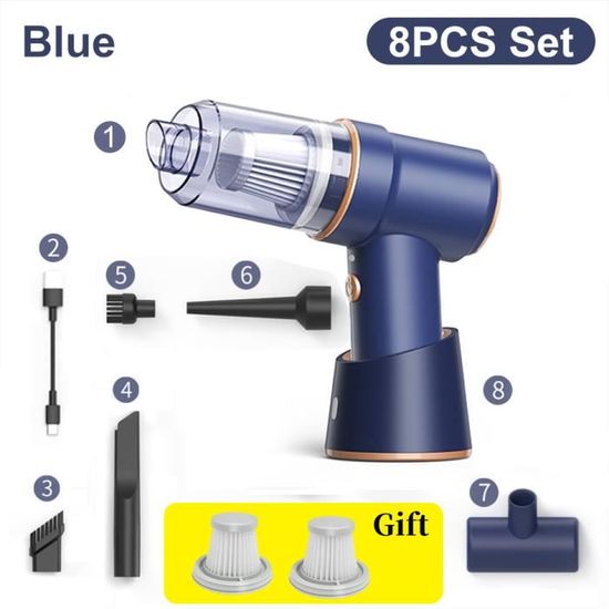 Aspirateur Sans Fil Air Essence Bise Cyclone Bleu - 190W, 40 Min D'autonomie, Livré Avec Accessoires, Neuf
