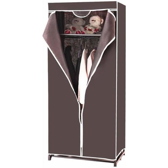 Giantex Penderie Tissu 74 X 50 X 172 Cm – Armoire Portable Avec Tringle, Étagères Et Housse Anti-Poussière, Rangement Vêtements Facile à Monter (Café)