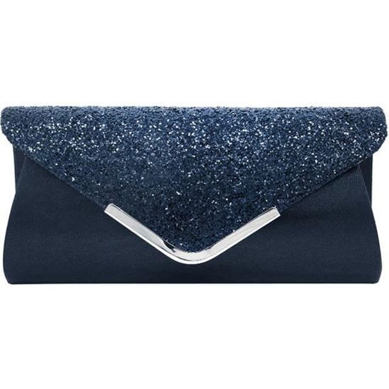 Pochette bleu marine pailleté top