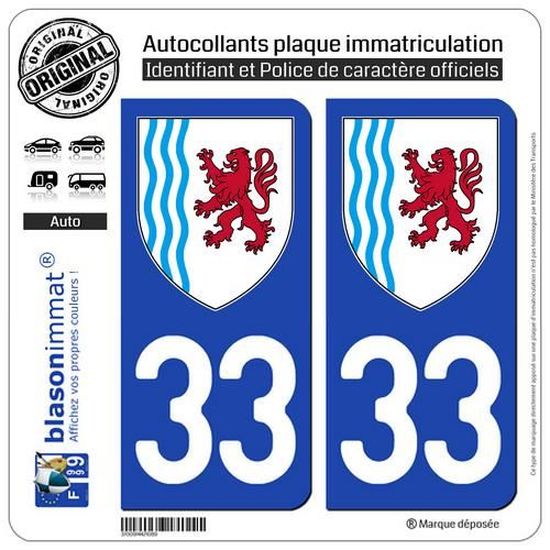 2 Autocollants Plaque Immatriculation Auto 07 Vallon-Pont-d'Arc