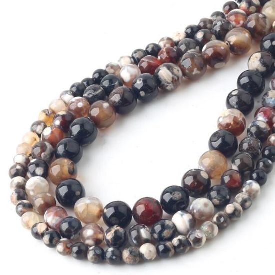 Pendentif En Perles D'agates Rondes Naturelles à Gros Trou Pour La