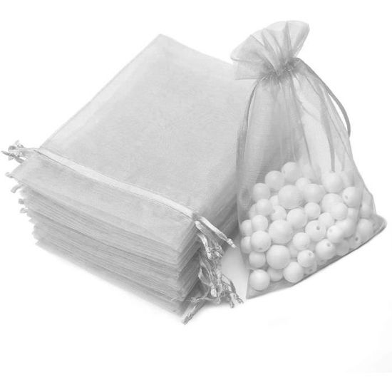 Lot De 50 Pochettes En Organza Blanc De 10,2 X 12,7 Cm