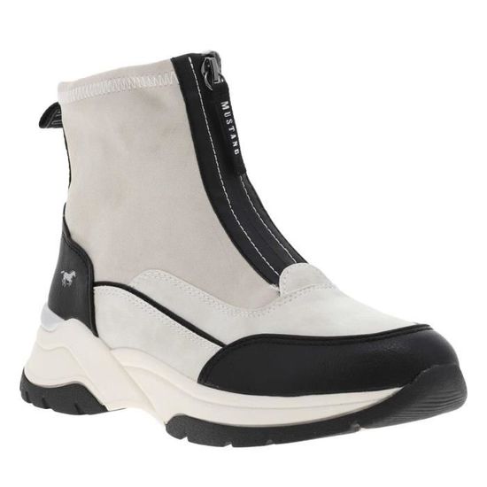 Baskets montantes femme Slip on Ivoire Zip en cuir Semelle
