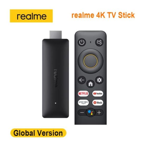 Realme TV Stick 4K - Google Global Version 2 go 8 go HDMI 2.1 Netflix Noir