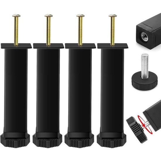 AUJLKJOUV 4 Pièces Noir Pieds De Meuble De Salle De Bain,Jambes En