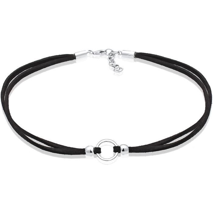 Collier pendentif en cuir, cercle plaqué argent, noeud de bijoux bohèmes - Canada
