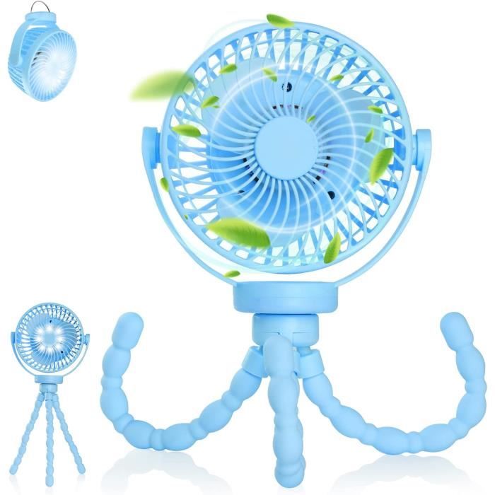 Ventilateur USB Portable JOPHEK - 3000 MAh - 5 Vitesses - Pivotant 180° - Silencieux - Blanc