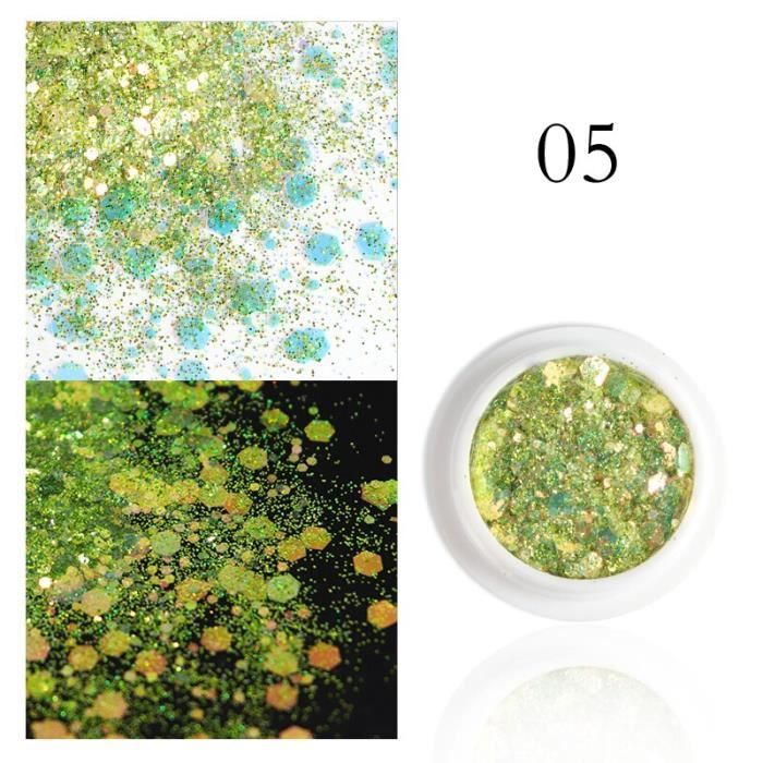 Mélange de paillettes de sirène pour ongles, 1 boîte, hexagone 3D