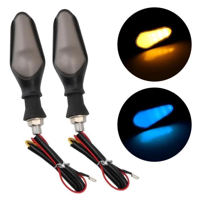 2 Paires De Clignotants Moto LED Universels 12V - Fonction Feux De Jour Et Feux Stop - Bleu, Facile à Monter