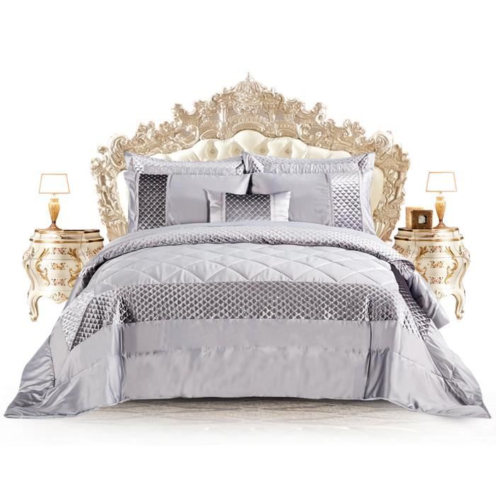 AMEHA Belle couvre-lit matelassé à paillettes Atlanta / couette avec couvre-oreillers
