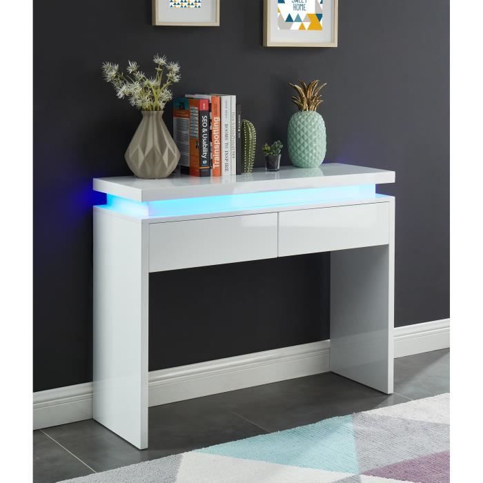 COSMOS Console à LED - laqué blanc brillant - L100 cm