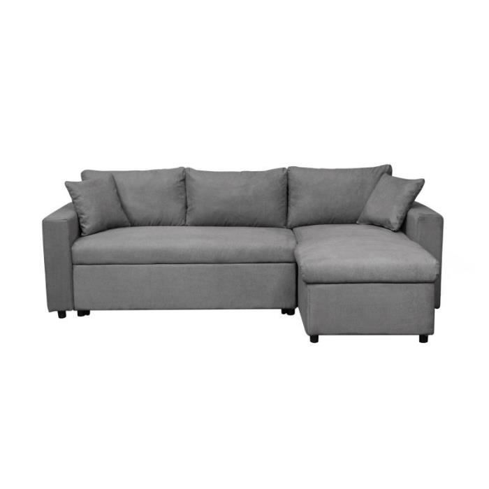Canapé d'angle 4 places Gris Microfibre Moderne Confort