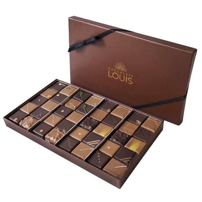 Coffret de 40 ganaches et pralinés chocolat noir et lait - Fabrication 100% française