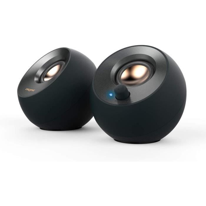 Enceintes PC Creative Pebble V2 – Enceintes USB 2.0 de Bureau, entrée AUX de 3,5 mm, Puissance de Sortie jusqu'à 8W RMS 323918