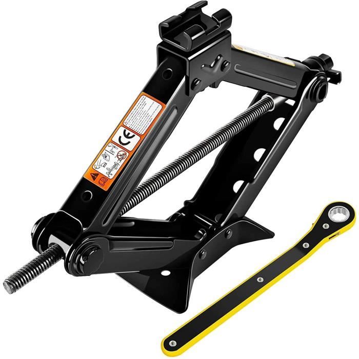 YASI MFG® Cric losange 2 tonnes pour voiture - 2000 kg - Cric de voiture avec cliquet 2 tonnes - Pour voitures - SUV - MPV m10