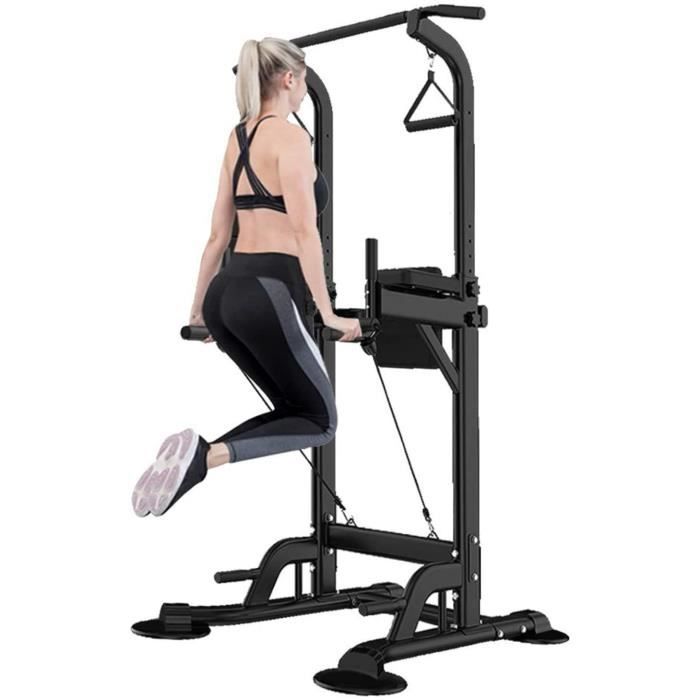 DIP STATION fonction Pull Bar Chaise RomaineReacuteglable Barre de Traction Power Tower Dips Station Cadre de Fitness pour Entra160