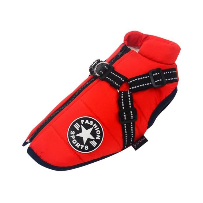 Manteau,Imperméable chiot grand chien manteau veste avec harnais pour petits grands chiens Greyhound berger hiver - Type Red-XXL