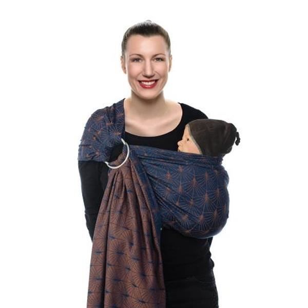 Écharpe De Portage - Babylonia Baby Carriers - Modèle BB-SLING - Porte-Bébé Sans Noeud - 100% Coton Organique - Ornate Blue