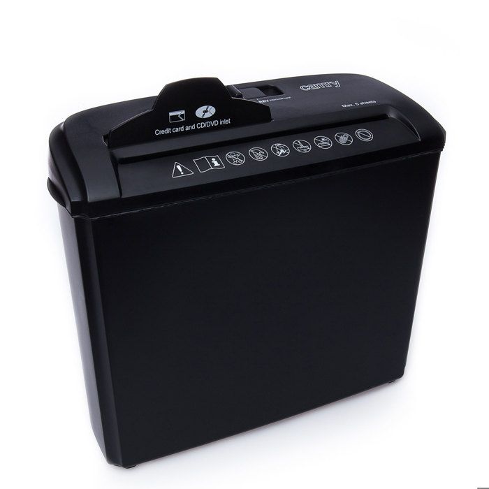 Destructeur de documents, 5 feuilles, déchiqueteur de CD, DVD et cartes de crédi 130W Camry CR 1033 Negro 839106