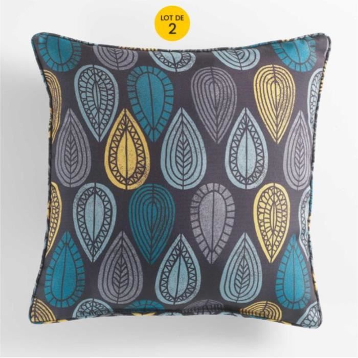 Lot de 2 Coussins 40 x 40 cm polyester Palpito Anthracite