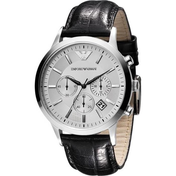 Montre Emporio Armani AR2432 Chronomètre Cuir Noir
