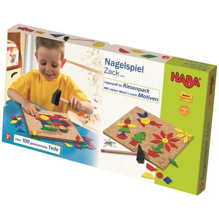 HABA - Formes à clouer - Jeu de marteau et clous - Set de 100 pièces - à partir de 3 ans, 2310