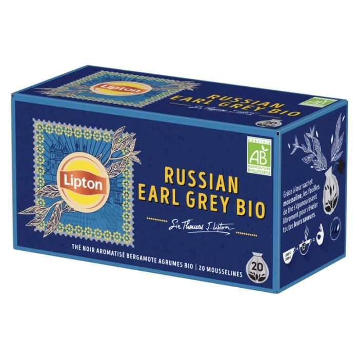 LIPTON Thé noir Russe Earl Grey Bio - 20x 34 g