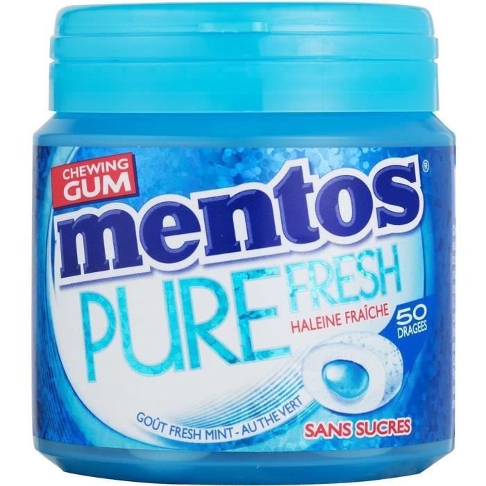 MENTOS GUM PURE FRESH Bottle de 50 dragées sans sucres - Fresh mint