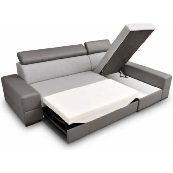 Canapé d'angle convertible CAPRI design tissu simili cuir