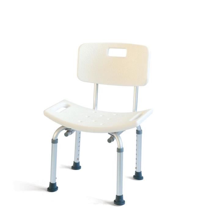 MILL'O SANTE Chaise de douche - Plastique ABS et aluminium léger - Blanc - 3,5 kg - Hauteur : 33 – 43 cm