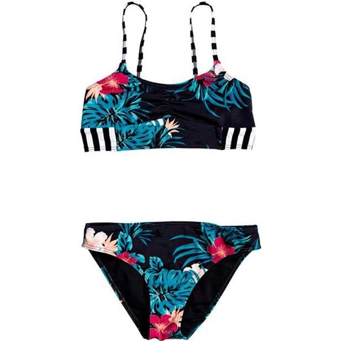 Maillot de Bain 2 pièces Noir à fleurs Fille Roxy Sunkissed
