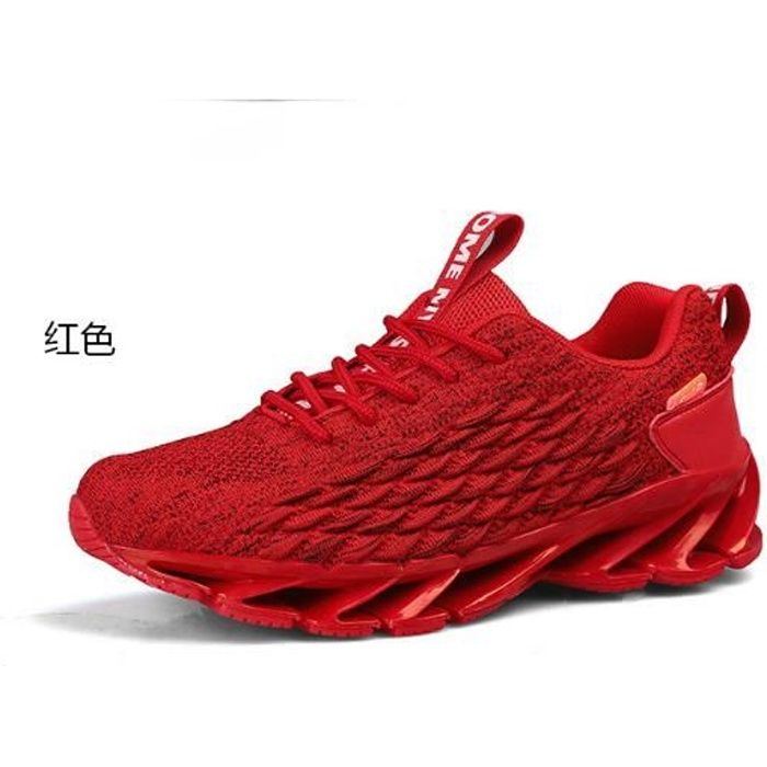 Chaussures de course pour hommes, baskets en maille respirante-rouge
