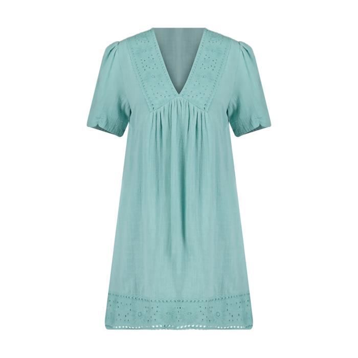 DEELUXE Robe courte en gaze de coton ELLA Aqua