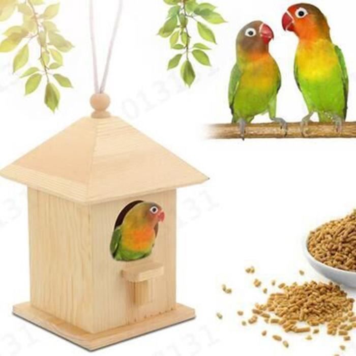 2 PCS en plein air en bois massif maison d'oiseau jardin mangeoire pour oiseaux de jardin