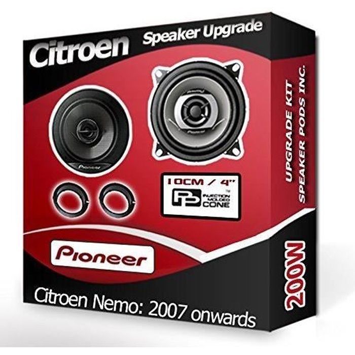 Citroen Nemo Haut-parleurs avant Kit voiture Pioneer + adaptateurs 200W
