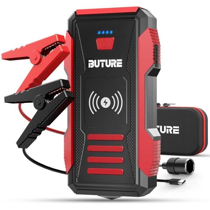 Batterie 2500A 23800mAh Démarrage de Voiture (Tout Gaz ou 80 L Diesel) Chargeur sans Fil10W et Portable Jump Starter 2 en 1